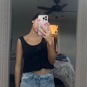 Black Sleeveless Knit Bikini Coverup